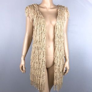 Women's Fringe Vest in Cream